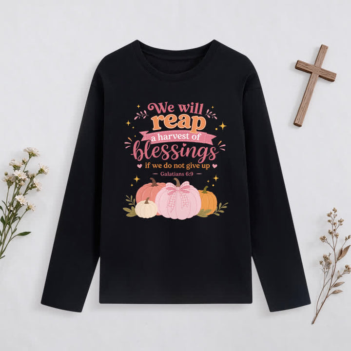 Christianartworkshop Harvest Of Blessings Fall Graphic Long Sleeve T Shirt - Black - 4XL - image 10