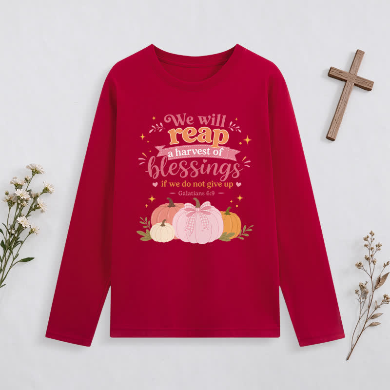 Christianartworkshop Harvest Of Blessings Fall Graphic Long Sleeve T Shirt - Red - 4XL - image 1