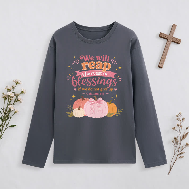 Christianartworkshop Harvest Of Blessings Fall Graphic Long Sleeve T Shirt - Grey - 4XL - image 9