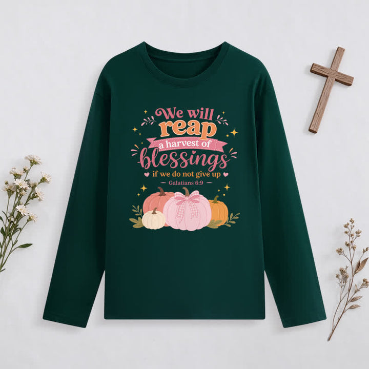 Christianartworkshop Harvest Of Blessings Fall Graphic Long Sleeve T Shirt - Dark Green - 4XL - image 7
