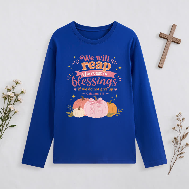 Christianartworkshop Harvest Of Blessings Fall Graphic Long Sleeve T Shirt - Dark Blue - 4XL - image 4