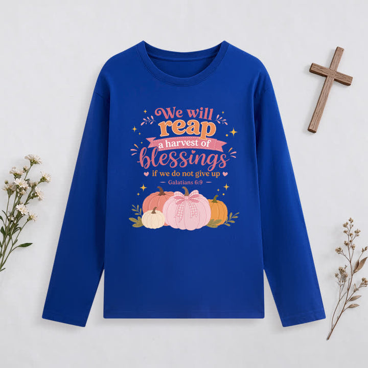 Christianartworkshop Harvest Of Blessings Fall Graphic Long Sleeve T Shirt - Dark Blue - 4XL - image 4