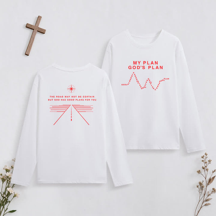 Christianartworkshop My Plan God's Plan Black Graphic Long-Sleeve T-Shirt - White - 4XL - image 3