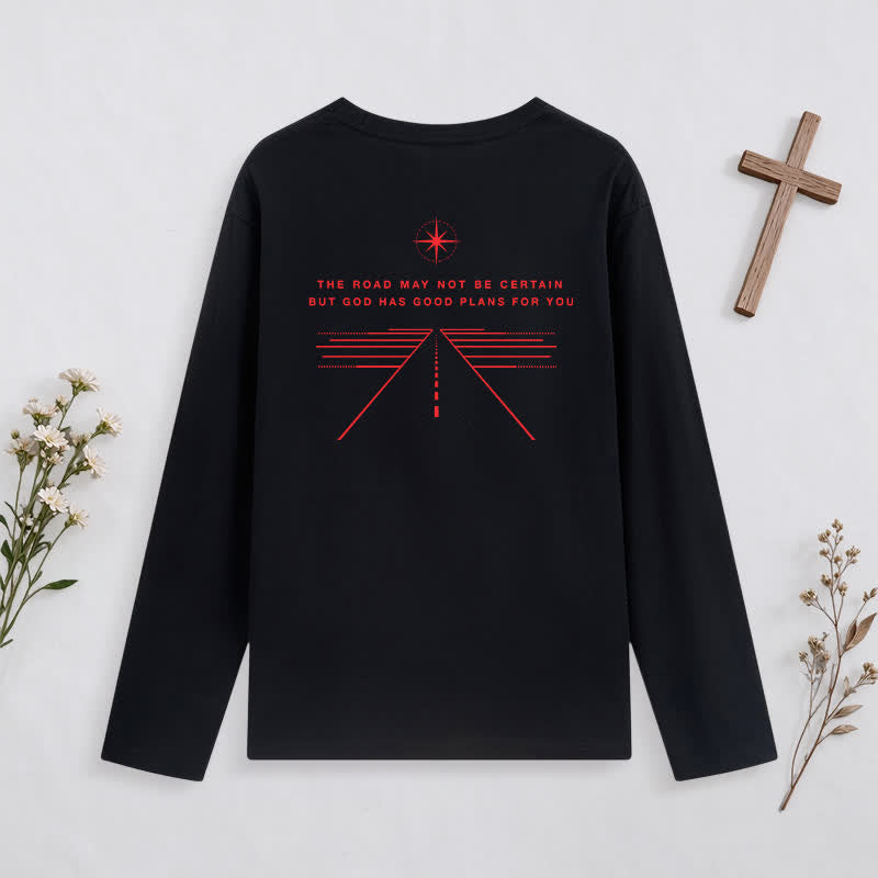 Christianartworkshop My Plan God's Plan Black Graphic Long-Sleeve T-Shirt - image 1