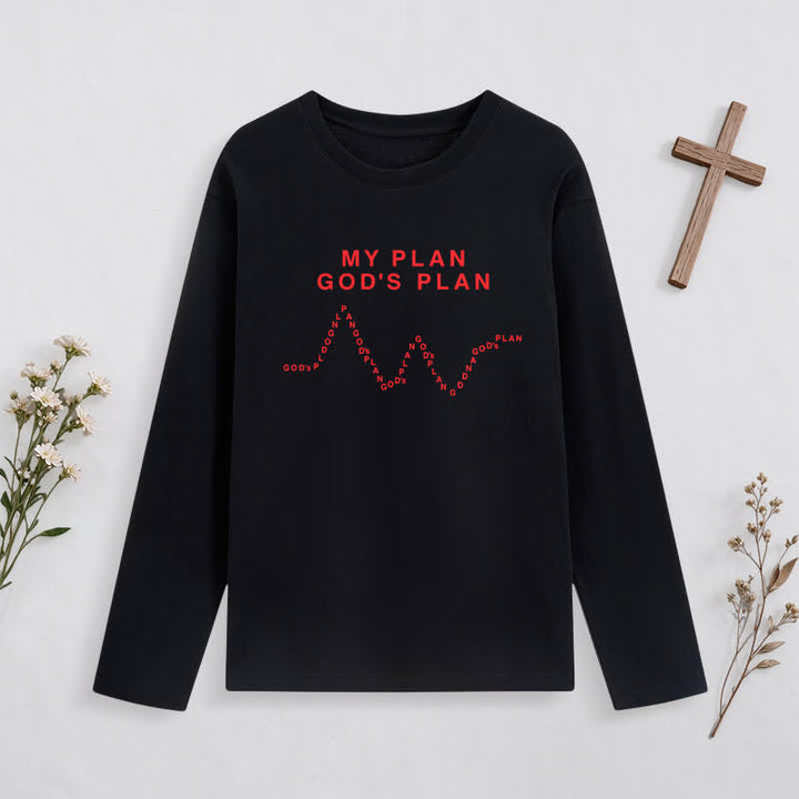 Christianartworkshop My Plan God's Plan Black Graphic Long-Sleeve T-Shirt - image 2