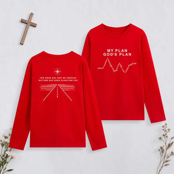 Christianartworkshop My Plan God's Plan Black Graphic Long-Sleeve T-Shirt - Orange - 4XL - image 18