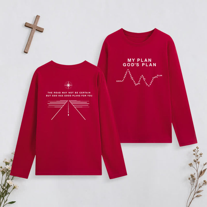 Christianartworkshop My Plan God's Plan Black Graphic Long-Sleeve T-Shirt - Red - 4XL - image 15