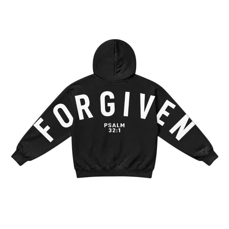 Christianartworkshop Split Sleeve Forgiven Psalm 32:1 Scripture Statement French Terry Hoodie - image 8