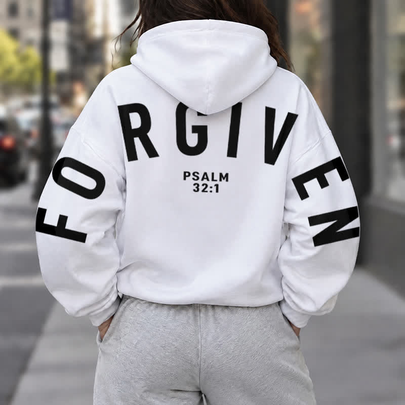 Christianartworkshop Split Sleeve Forgiven Psalm 32:1 Scripture Statement French Terry Hoodie - image 3