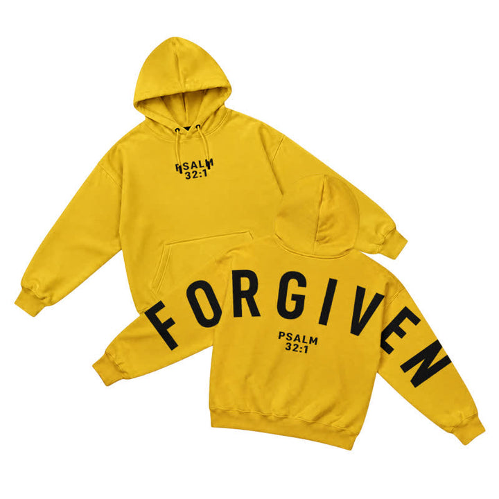 Christianartworkshop Split Sleeve Forgiven Psalm 32:1 Scripture Statement French Terry Hoodie - Yellow - 5XL - image 31