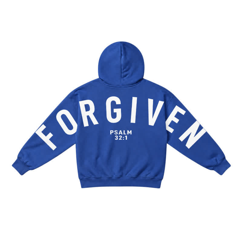 Christianartworkshop Split Sleeve Forgiven Psalm 32:1 Scripture Statement French Terry Hoodie - image 11