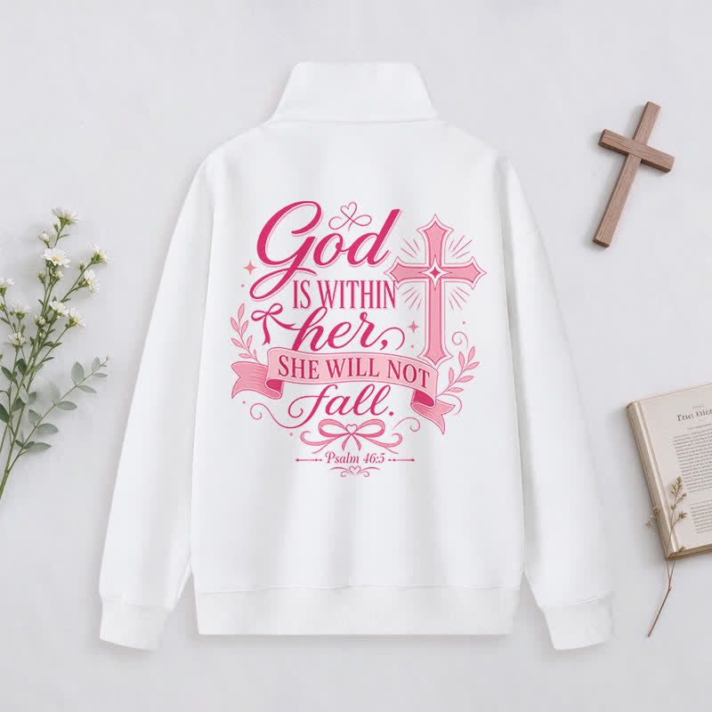 Christianartworkshop Jesus Saves White Stand Collar Half-Zip Pullover - image 1