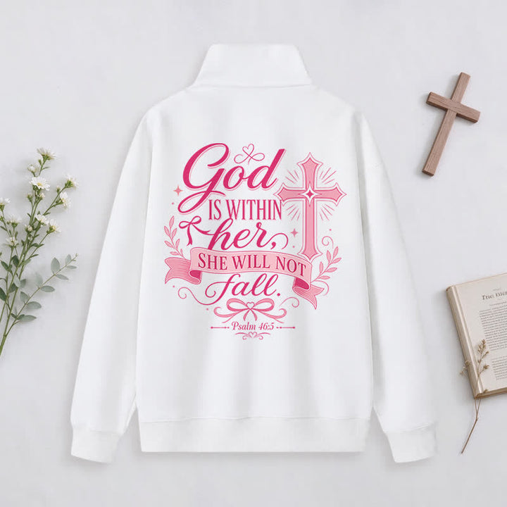 Christianartworkshop Jesus Saves White Stand Collar Half-Zip Pullover - image 1