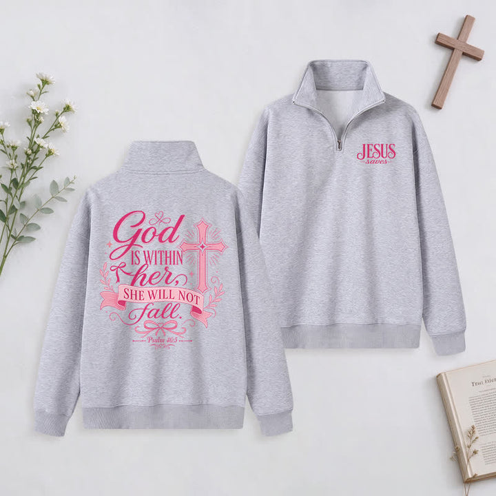 Christianartworkshop Jesus Saves White Stand Collar Half-Zip Pullover - Grey - 3XL - image 29