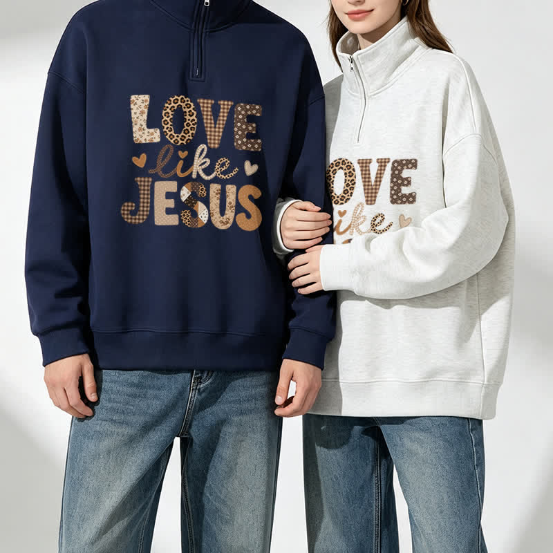 Christianartworkshop Love Like Jesus Vintage Heart Half-Zip Pullover - image 1