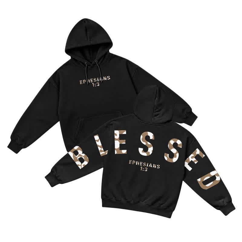 Christianartworkshop Blessed Camo Ephesians 1:3 Statement French Terry Hoodie - Black - 5XL - image 0