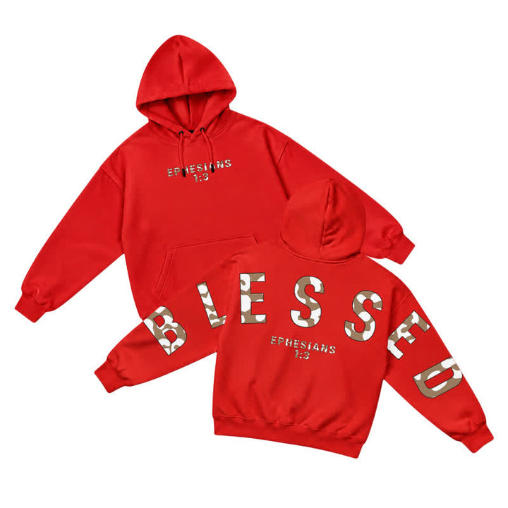 Christianartworkshop Blessed Camo Ephesians 1:3 Statement French Terry Hoodie - Red - 5XL - image 22