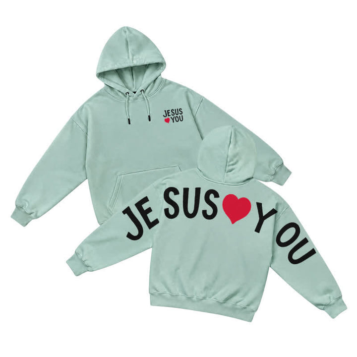 Christianartworkshop Jesus Loves You Streetwear French Terry Hoodie - Light Green - 5XL - image 19
