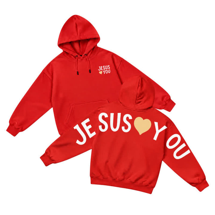 Christianartworkshop Jesus Loves You Streetwear French Terry Hoodie - Red - 5XL - image 16
