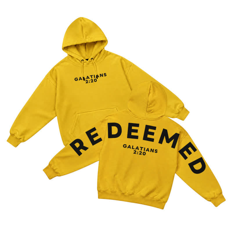 Christianartworkshop Redeemed Galatians 2:20 Statement French Terry Hoodie - Yellow - 5XL - image 25