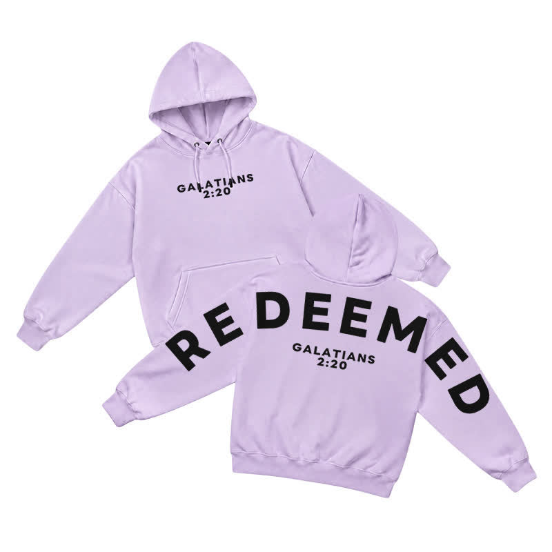 Christianartworkshop Redeemed Galatians 2:20 Statement French Terry Hoodie - Light Purple - 5XL - image 28