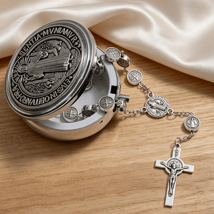 FREE Today: Engraved St Benedict Rosary Bracelet With Crucifix - image 3