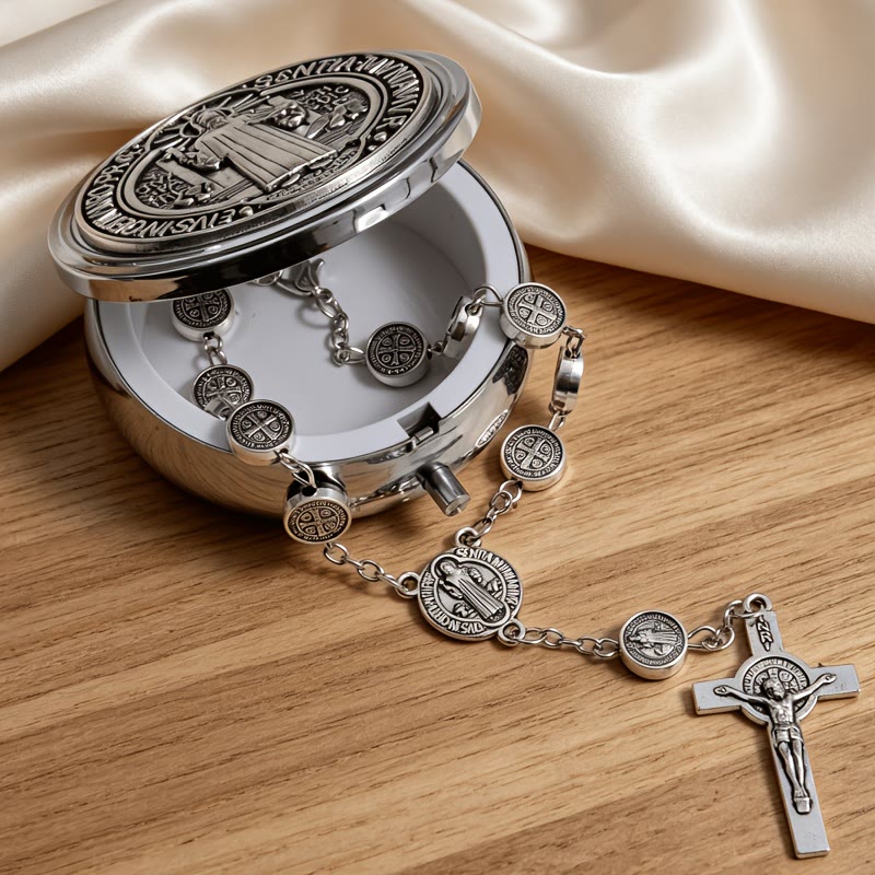 FREE Today: Engraved St Benedict Rosary Bracelet With Crucifix - image 4