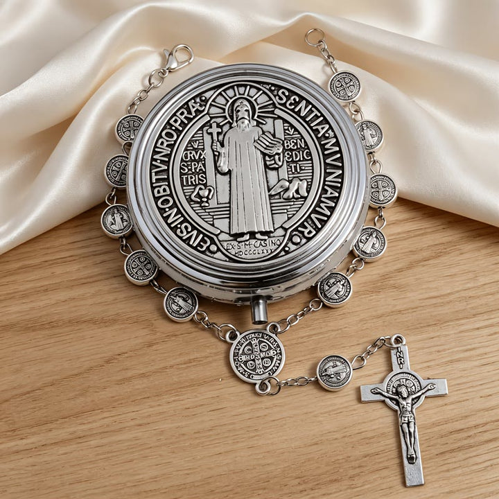 Christianartworkshop Engraved St Benedict Rosary Bracelet With Crucifix - St Benedict Medal & Crucifix - image 0