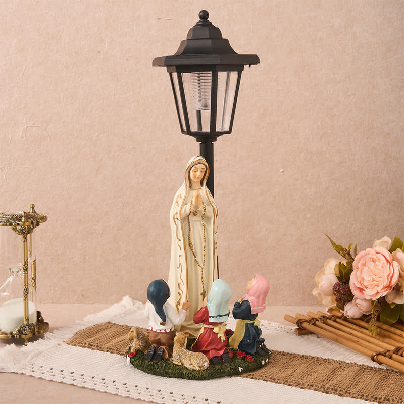 Christianartworkshop Outdoor Our Lady Resin Sculpture with Solar Nightlight: Cherished Sacred Gift - image 4