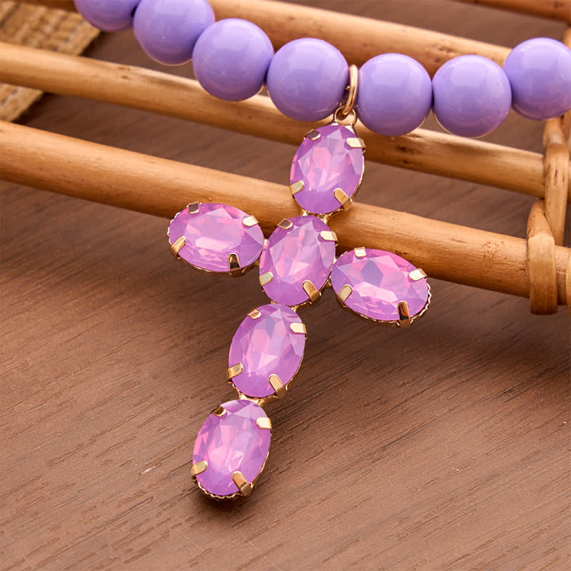Christianartworkshop Rounded Plastic Bead Jeweled Cross Necklace: Marker for Quiet Meditation - image 20