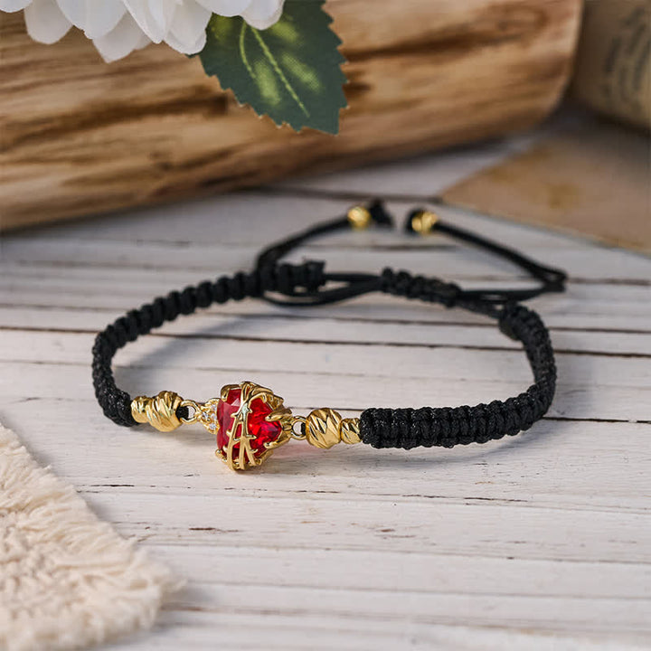Christianartworkshop Braided Cord Sacred Heart Brass Bracelet: Emblem of Sacred Heavenly Devotion - Black - Sacred Heart C - image 4