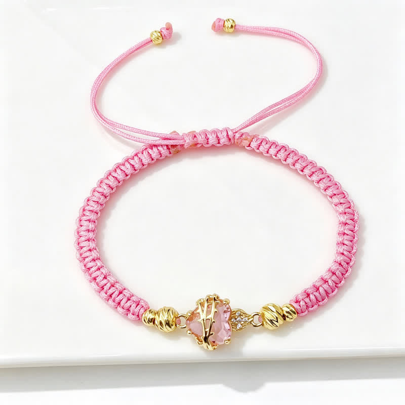 Christianartworkshop Braided Cord Sacred Heart Brass Bracelet: Emblem of Sacred Heavenly Devotion - Pink - Sacred Heart M - image 14