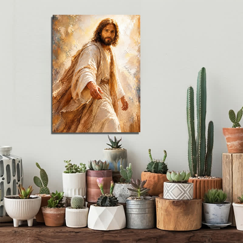 Christianartworkshop Textured Canvas Jesus Wall Art: Emblem of Gentle Outstretched Mercy - image 3