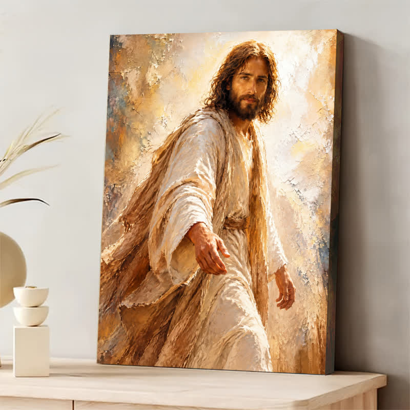 Christianartworkshop Textured Canvas Jesus Wall Art: Emblem of Gentle Outstretched Mercy - image 1