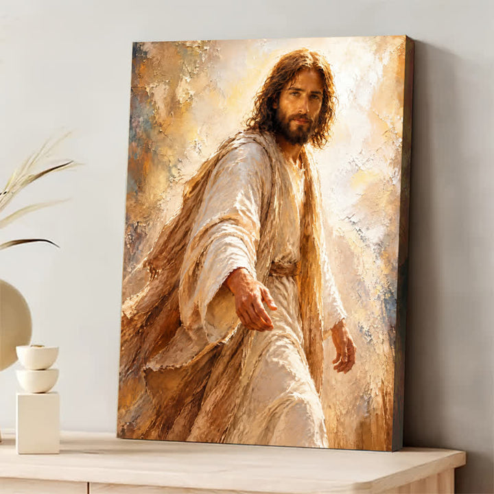Christianartworkshop Textured Canvas Jesus Wall Art: Emblem of Gentle Outstretched Mercy - image 1