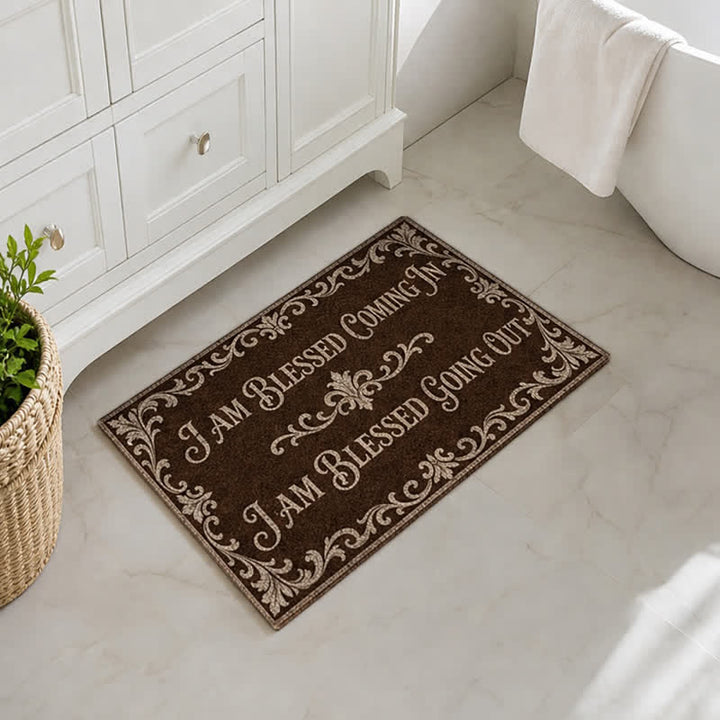 Christianartworkshop Ornate Scroll Border Blessed In & Out Doormat - image 2