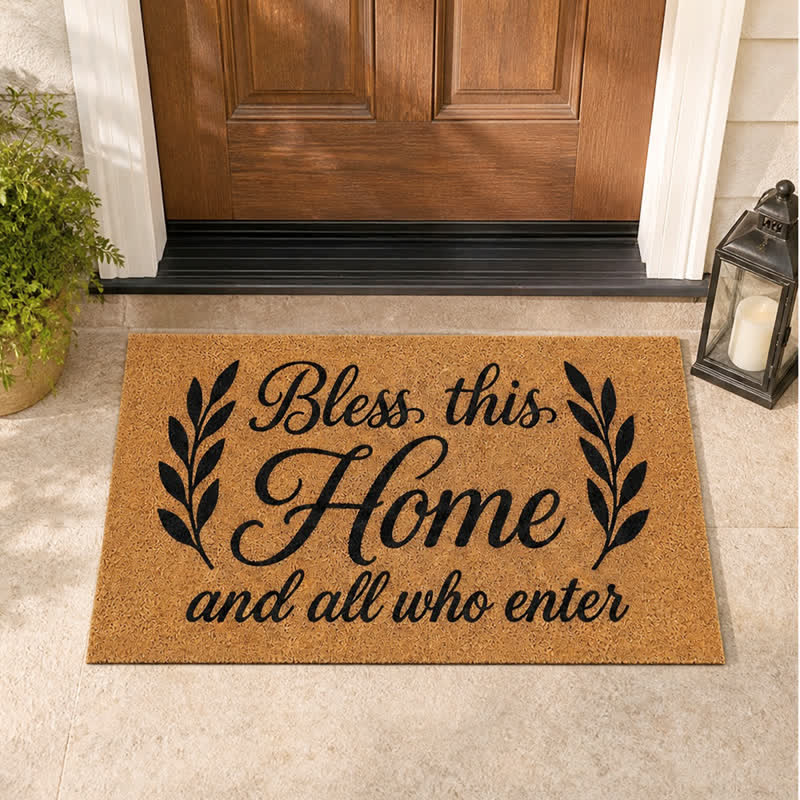 Christianartworkshop Twin Foliage “Bless All Who Enter” Doormat - image 0