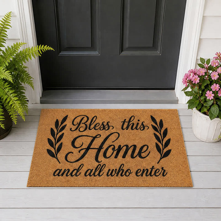 Christianartworkshop Twin Foliage “Bless All Who Enter” Doormat - image 3