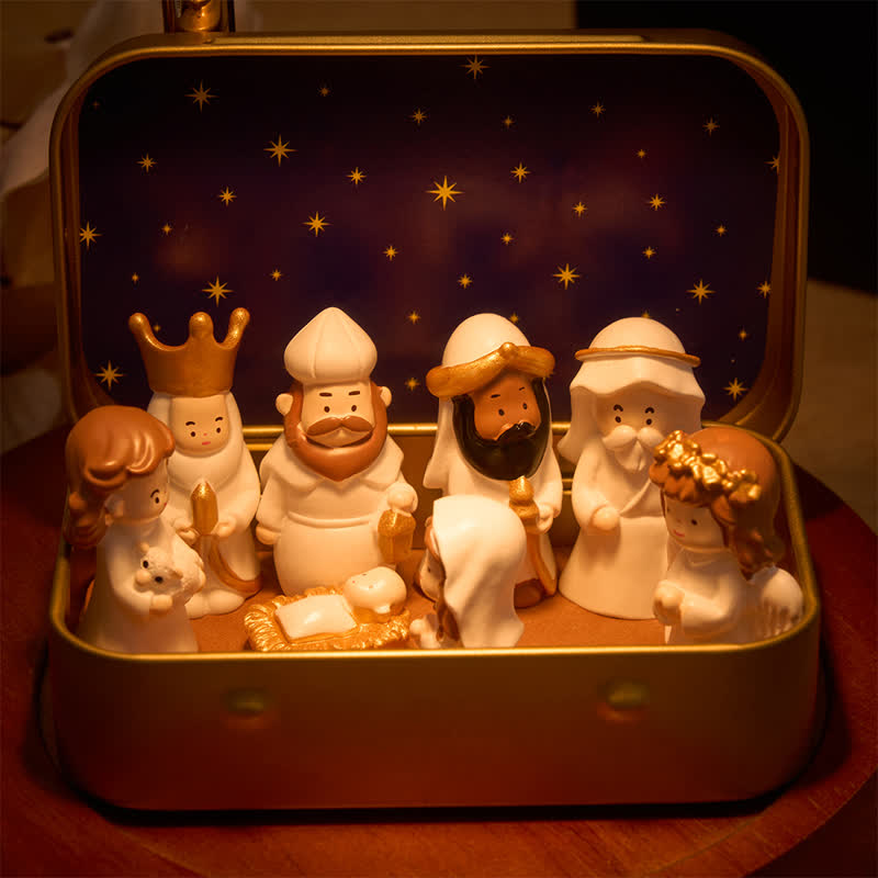 Christianartworkshop Portable Tin Box Nativity Resin Scene: Keepsake of Silent Holy Night - image 2