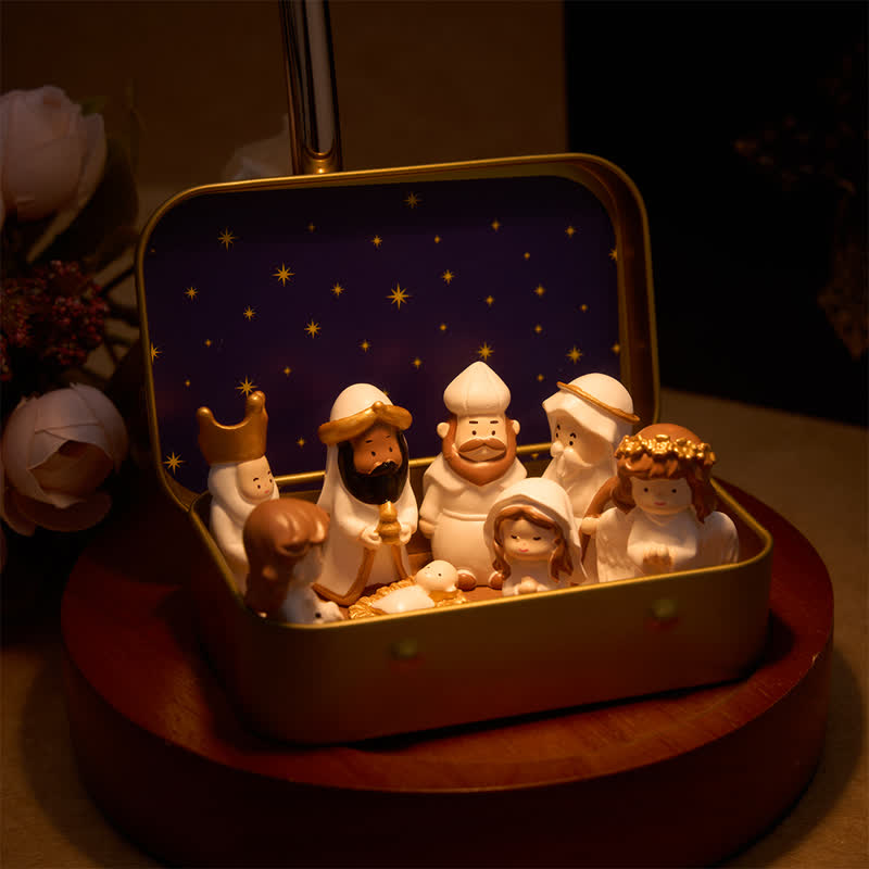 Christianartworkshop Portable Tin Box Nativity Resin Scene: Keepsake of Silent Holy Night - Nativity - image 0