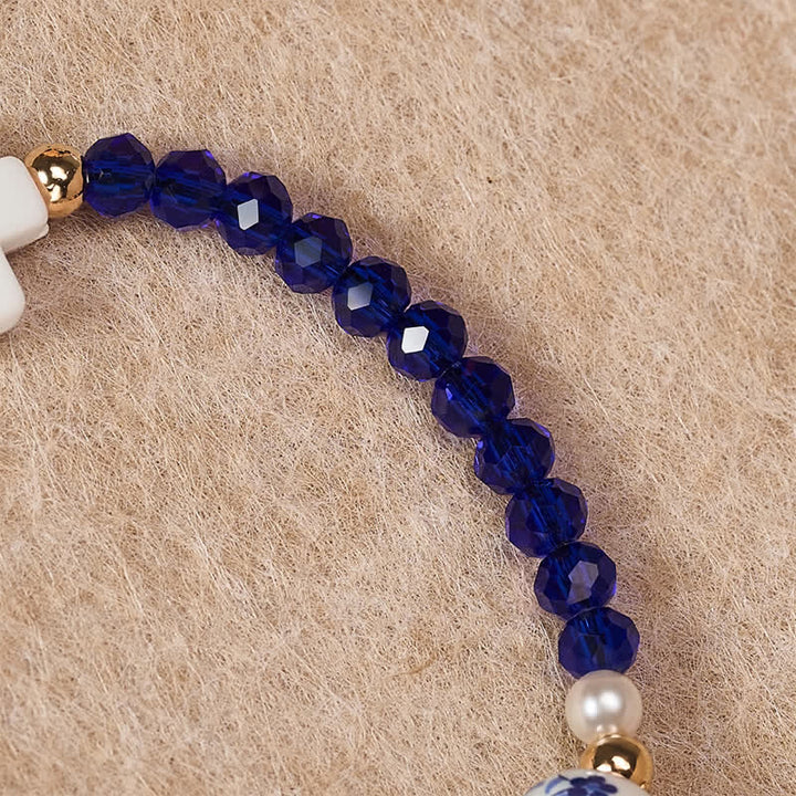Christianartworkshop Dainty Mixed Crystal Bead Cross Bracelet: Emblem of Steadfast Heavenly Mercy - image 5