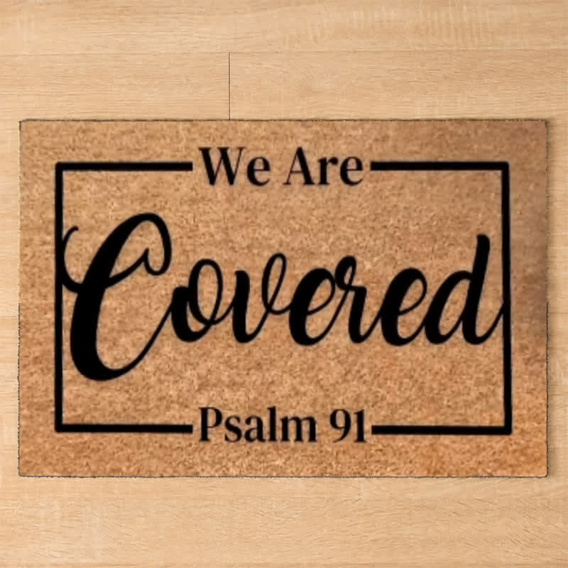 Christianartworkshop Psalm 91 We Are Covered Artificial Coir Doormat - image 3