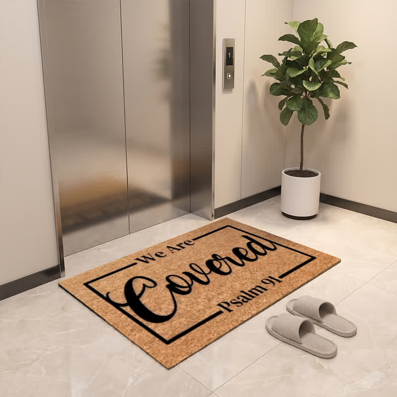 Christianartworkshop Psalm 91 We Are Covered Artificial Coir Doormat - image 1