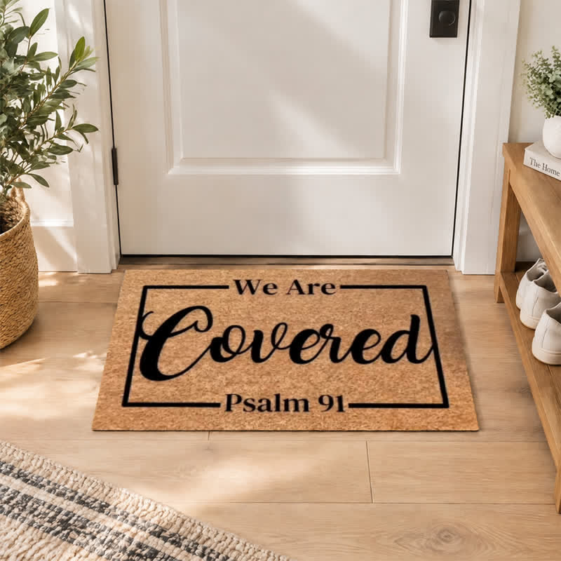 Christianartworkshop Psalm 91 We Are Covered Artificial Coir Doormat - image 0