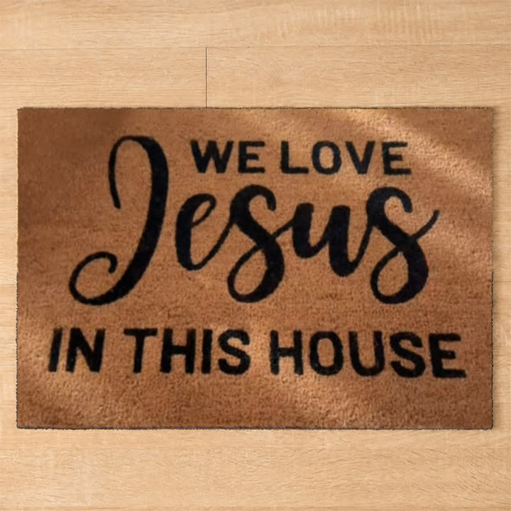 Christianartworkshop We Love Jesus In This House Artificial Coir Doormat - image 3