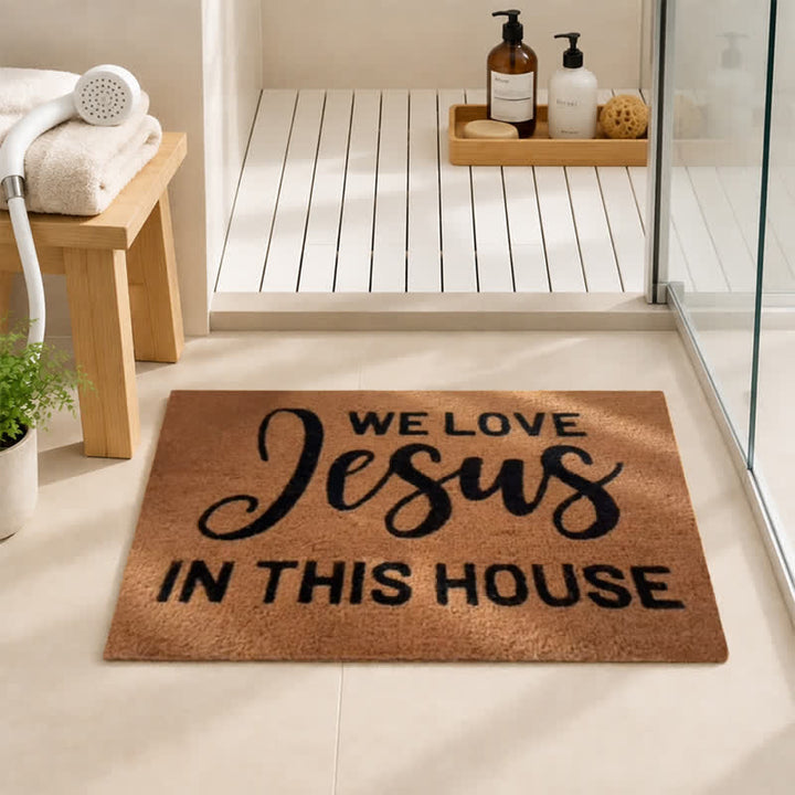 Christianartworkshop We Love Jesus In This House Artificial Coir Doormat - image 0