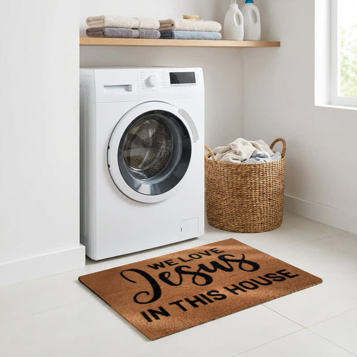 Christianartworkshop We Love Jesus In This House Artificial Coir Doormat - image 2