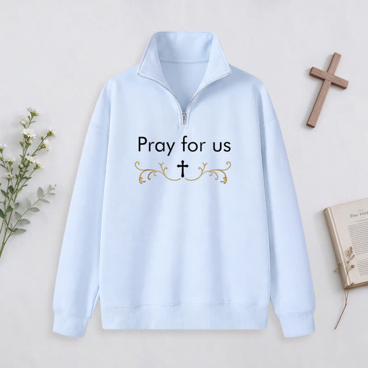 Christianartworkshop Pray For Us Gold Cross Half-Zip Pullover - image 18