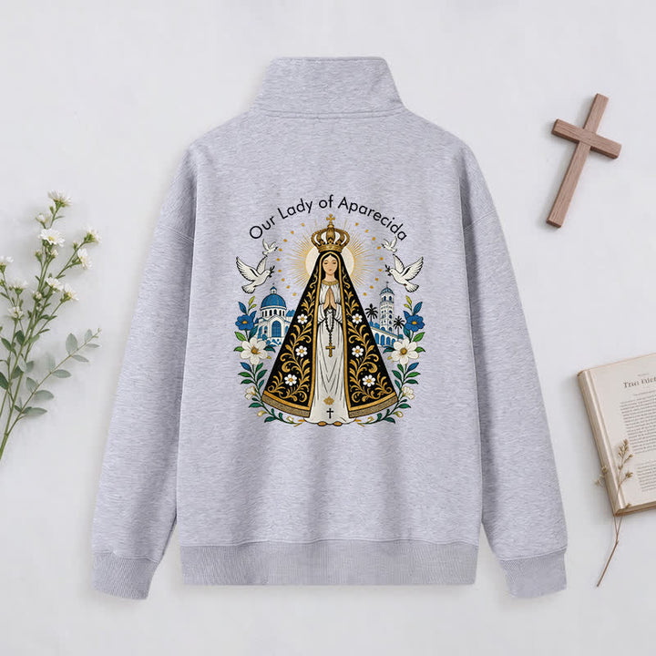 Christianartworkshop Pray For Us Gold Cross Half-Zip Pullover - image 30