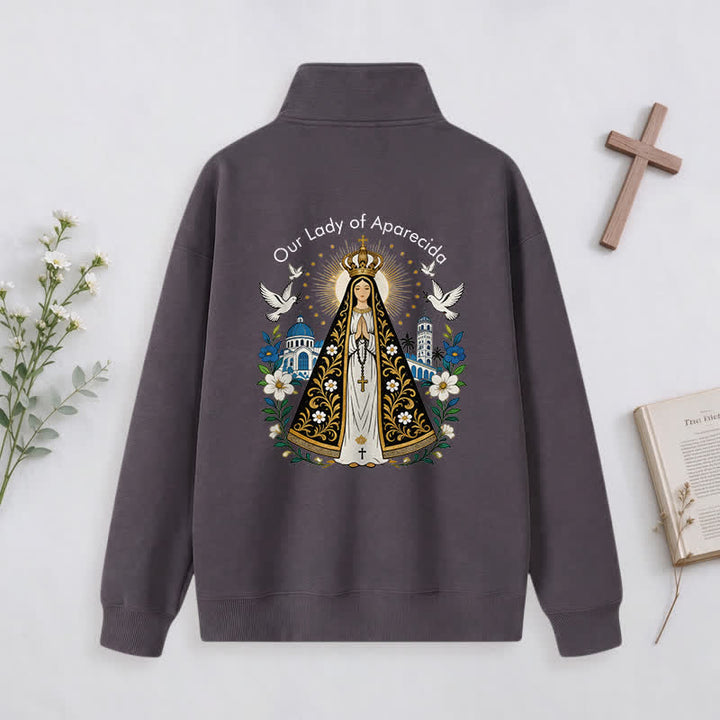 Christianartworkshop Pray For Us Gold Cross Half-Zip Pullover - image 27